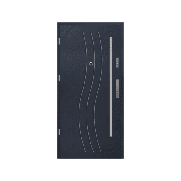 Metal front door – strong, sleek, and reliable.