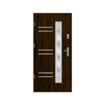 A door with a glass panel and a wooden frame.