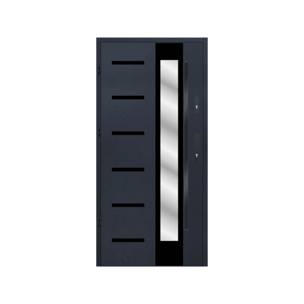 Wood-Anthracite door with a glass panel on the side.